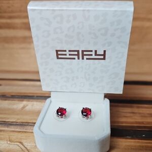 Red and Silver Stud Earrings By Effy